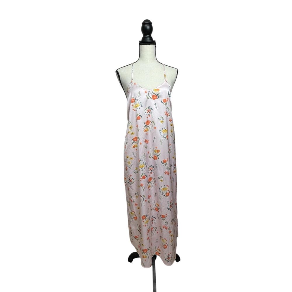 LC Lauren Conrad Pink Satin Midi Chemise